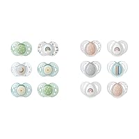 Tommee Tippee Nighttime Pacifiers, 18-36 Months & Nighttime Pacifiers, 6-18 Months, 6 Pack of Glow in The Dark Pacifiers with Symmetrical Silicone baglet