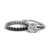 Choose Your Gemstone Hidden Halo Diamond CZ Ring With Gemstone Band sterling silver Round Shape Wedding Ring Sets Minimal Modern Design Birthday Gift Wedding Gift US Size 4 to 12