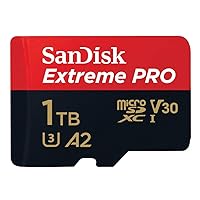 SanDisk 1TB Quick Flow Technology Extreme PRO microSD with Adapter C10, U3, V30, A2, 200MB Read Speed 140 MB Write Speed UHS-I Card