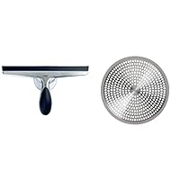 OXO Good Grips Stainless Steel Squeegee and Shower Stall Drain Protector Bundle