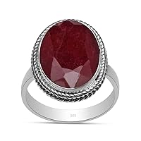 Silver Palace 14X18 mm Oval Cut Natural Ruby Gemstone 925 Sterling Silver Handmade Rings For Women