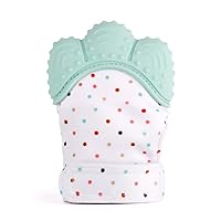 Baby Teething Mitten for Babies - Self-Soothing Pain Relief Teething Toys Glove for Teething Babies, Toddlers, Infants, Unisex - Natural Organic BPA Free,3+ Months (Mint Green)