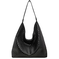 Ann Bully 2024 Woven Leather Shoulder Bag for Women, Woven Soft Vegan Leather Tote Bag, Large Capacity Top-handle Hobo Bag