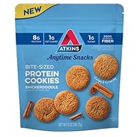 Atkins Anytime Snacks, Bite-Sized Protein Cookies, Snickerdoodle, Crispy & Crunchy, 8g Protein, 1g Net Carbs, 1g Sugar, Good Source of Fiber