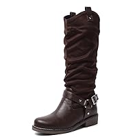 Womens Round Toe Knee High Boot Fashion Dress Pull-on Flat Stretch Winter Boots