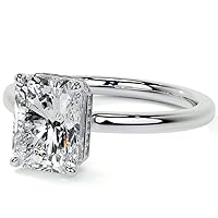 10K Solid White Gold Handmade Engagement Ring 1.0 CT Radiant Cut Moissanite Diamond Solitaire Wedding/Bridal Rings for Women/Her Proposes Rings