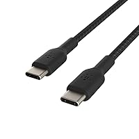 Belkin BoostCharge Braided USB-C to USB-C Cable (1M/3.3ft) for iPhone 15, iPhone 15 Pro, iPhone 15 Pro Max, iPhone 15 Plus, Galaxy S23, S22, Note10, Note9, Pixel 7, Pixel 6, iPad Pro, & More - Black