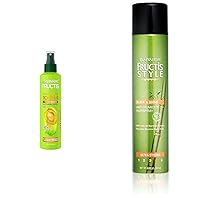 Fructis Sleek & Shine 10-in-1 for Frizzy & Fructis Style Sleek and Shine Anti-Humidity Hairspray, Ultra Strong Hold, Frizz Protection 8.25 Oz, 1 Count (Packaging May Vary)
