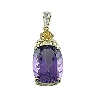 Amethyst Natural Gemstone Cushion Shape Pendant 925 Sterling Silver Party Jewelry | Yellow Gold Plated