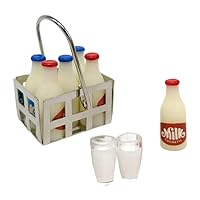 Miniature Milk Bottle Basket Set Milk Bottles Milk Cups Dollhouse Food Accessories 9PCS Style1