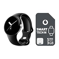 Google Pixel Watch - Android Smart Watch with Activity Tracking - Smart Watch with Heart Rate Tracker - Stainless Steel Case in Matte Black with Obsidian Sports Strap, LTE + Vodafone eSIM