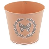 Boston International Easter Pail Butterfly Accented Metal Bucket, 4.5-Inches, Coral