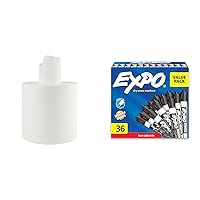 Boardwalk BWK410321 7.6 in. x 8.9 in. 2 Ply Center-Pull Roll Towels - White (6/Carton) & EXPO Low Odor Dry Erase Markers, Chisel Tip, Black, 36 Count