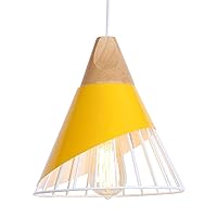 Simple Colorful Creative Metal Cage Pendant Lamp Nordic Modern Restaurant Drop Light Fixture Wooden Kitchen Dinting Room Ceiling Chandelier for Living Room Study E27 18 * 25cm Lighting Device