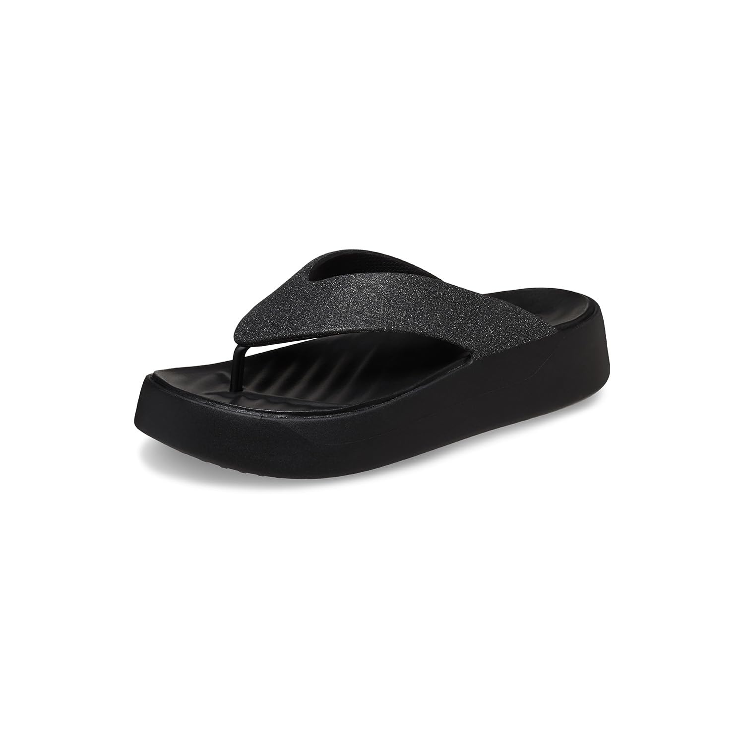 Crocs Women Getaway Platform Flip Flops, Wedge Sandals for Women, Black Glitter, 6 Women