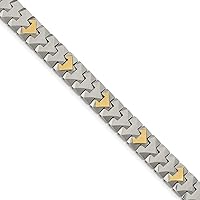Tungsten Fold over With 10k Polished Chevron Style Bracelet 8.25 Inch Jewelry for Women