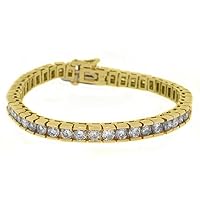 14k Yellow Gold 9.17 Carat Box Shape Round Diamond Tennis Bracelet