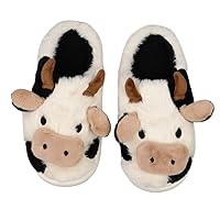 Cow Slippers,slippers for Women Men,Cute Fuzzy Slippers, Womens/Mens Kawaii Animal Cartoon Cotton Plush House Slippers,Cloud Bedroom Winter House Shoes for Indoor