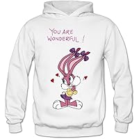 Tiny Toon -Happy Valentines Day Hooded Hoodie Sweatshirt White