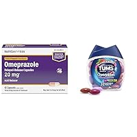 HealthCareAisle Omeprazole 20mg 42 Capsules and TUMS Chewy Bites Antacid Tablets Assorted Berries 32 Count