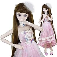 Pink Butterfly BJD Doll 1/3 Dolls 24inch 60cm 19 Joint Ball Jointed Dolls Toy Clothes + Doll + Accessories Full Set