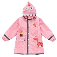 Kids Rain Ponchos Baby Girls Boys Lightweight Cartoon Dinosaur Raincoat Hooded Waterproof Cape School Jacket Rainwear