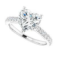 JEWELERYIUM 2 CT Heart Cut Colorless Moissanite Engagement Ring, Wedding/Bridal Ring Set, Solitaire Halo Style, Solid Sterling Silver Vintage Antique Anniversary Promise Ring Gift for Her