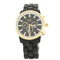 Large Black and Gold Rubberized Acrylic Link Watch