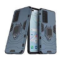Case for Huawei P40 Pro Shockproof Silicone Phone Case Heavy Duty Full Body Armour Dual Layer Protective Cover with Finger Ring Kickstand [Support Magnetic Car Mount] Blue