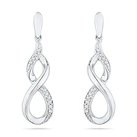 DGOLD Sterling Silver Round Diamond Infinity Earring (1/10 cttw)