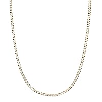 Savlano 10K Solid Gold Italian Curb 2mm Chain 10 Karat Necklace Comes With Gift Box for Women & Men - Made in Italy