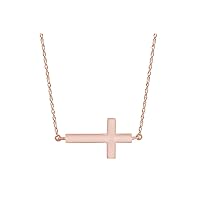 Jewel Zone US 14k Gold Over Sterling Silver Off Centered Sideways Cross Necklace Pendant
