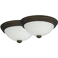 CANARM IFM211TORB Twin Pack-11 1 Bulb Flush Mount, Oil Rubbed Bronze with Frosted Swirl Glass, 2 Piece