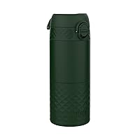 Insulated Travel Mug, 360 ml/12 oz, Leak Proof, Triple Lock Secure, Spill-Free in Transit, Hygienic Cover, Easy-to-Clean, Perfect On-The-Go, Dark Green, Stainless Steel
