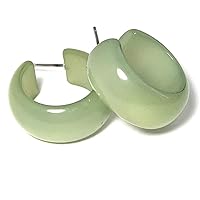 Sea Glass Green Moonglow Lucite Bold Haskell Hoop Earrings - HASK-GR-4