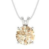 Clara Pucci 3.0 ct Round Cut Genuine Natural Brown Morganite Solitaire Pendant Necklace With 18