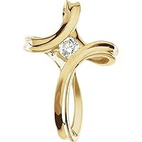 14k Yellow Gold Religious Faith Cross Pendant Necklace With Diamond 25x17.5mm Jewelry for Women