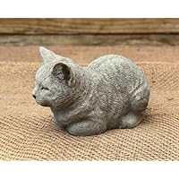 Sleeping Cat Statue Concrete Kitty Figurine Realistic Pet Memorial Outdoor Cat Sculpture