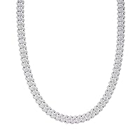 Master of Bling 925 Sterling Silver Moissanite 10mm White Tone Mens Cuban Chain Necklace