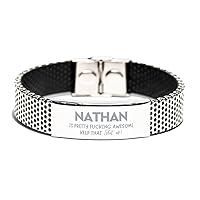 Gifts For Nathan Name, Stainless Steel Bracelet Gifts For Nathan, Custom Name Stainless Steel Bracelet For Nathan, Funny Gifts For Nathan Is Fucking Awesome, Valentines Birthday Gifts for Nathan,