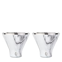 SNOWFOX Premium Vacuum Insulated Stainless Steel Martini Glass -Set of 2 -Martinis Stay Icy Cold -Stemless Cocktail Glasses -Elegant Home Entertaining -Bold Beautiful Barware Set -8 oz -Marble