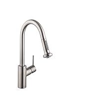 hansgrohe Talis S² Stainless Steel High Arc Kitchen Faucet, Kitchen Faucets with Pull Down Sprayer, Faucet for Kitchen Sink, Magnetic Docking Spray Head, Stainless Steel Optic 14877801
