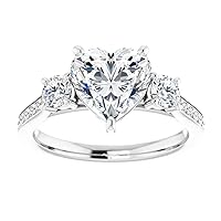 18K Solid White Gold Handmade Engagement Ring 2.50 CT Heart Cut Moissanite Diamond Solitaire Wedding/Bridal Ring for Women/Her Perfect Ring