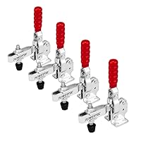 POWERTEC 4PK Toggle Clamp, 500 lbs Capacity, 12130 Quick Release Vertical Clamps w/Antislip Rubber Pressure Tip for Woodworking Jigs and Fixtures, Welding, Drill Press, Crosscut Sled (20335-P2)