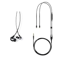 Shure SE215 PRO Wired Earbuds, Black (SE215-K) & RMCE-UNI Universal Communication Cable for Detachable SE Sound Isolating Earphones