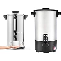 SYBO 2022 UPGRADE SR-CP-50B Commercial Grade Stainless Steel Percolate Coffee Maker & 2022 Upgrade Commercial Grade Stainless Steel Percolate Coffee Maker Hot Water Urn for Catering