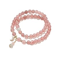 Strawberry Crystal Bracelet Female Moonstone Hibiscus Stone Pink Crystal String BFF Gift