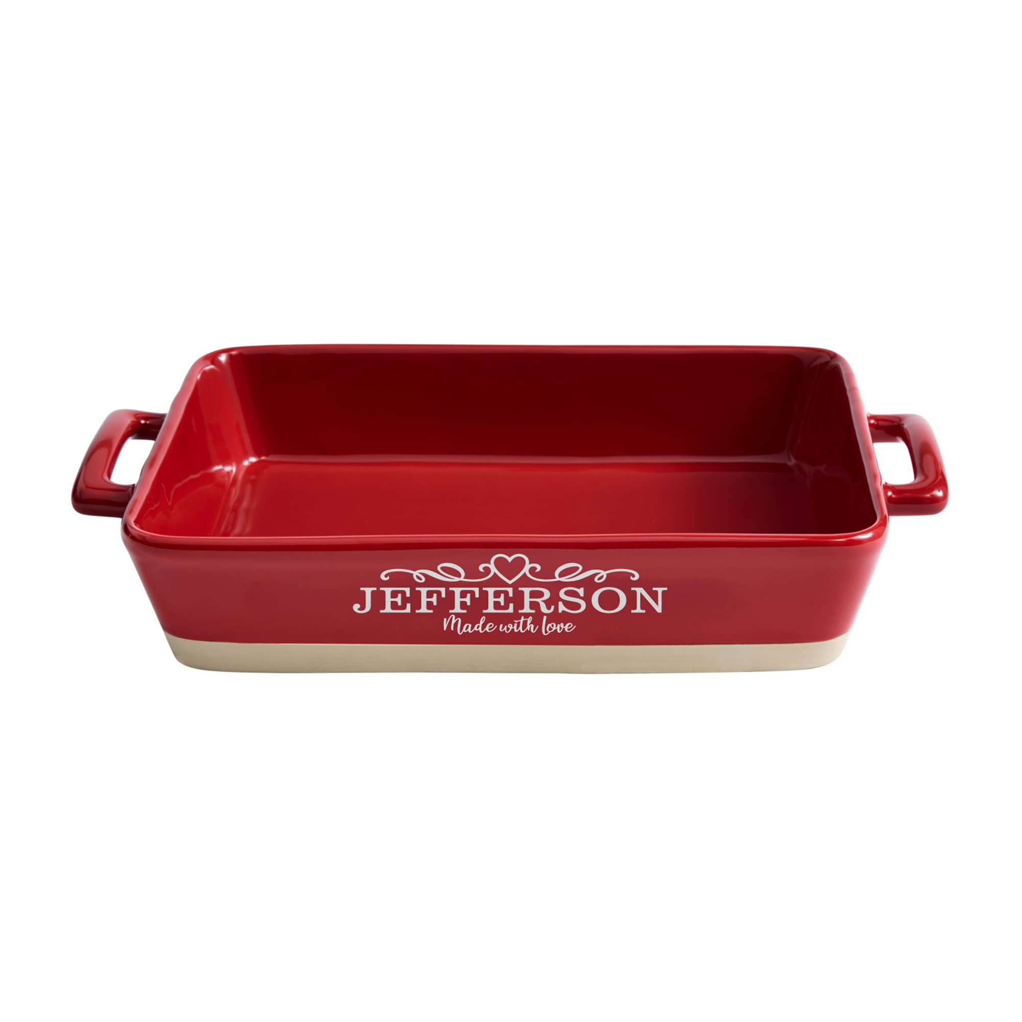 Let's Make Memories Personalized Made With Love Stoneware Lasagna Dish - Mother's Day - Red