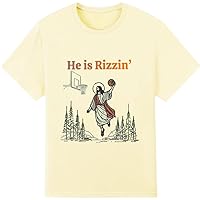 He is Rizzin' T-Shirt, Funny Easter Jesus Playing Basketball Christian Shirt, Easter Tee Shirt