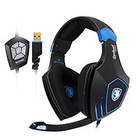 Gaming Headsets -SPELLOND PRO- with Stereo Sound, BONGIOVI Acoustics DPS Technology Headphones with Noise-Cancelling Mic & LED Light, Compatible with Windows/Mac OS/Linux